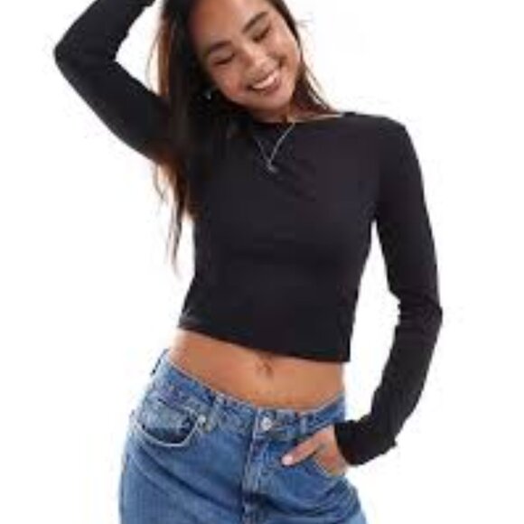 Stradivarius Black Long Sleeve Top Size L - Picture 8 of 8